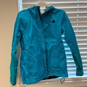 Turquoise North Face Raincoat